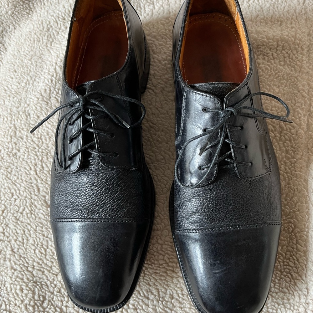 Beautiful Pronto Uomo Black Cap Toe Firenze Design Oxford Shoe Made in Italy